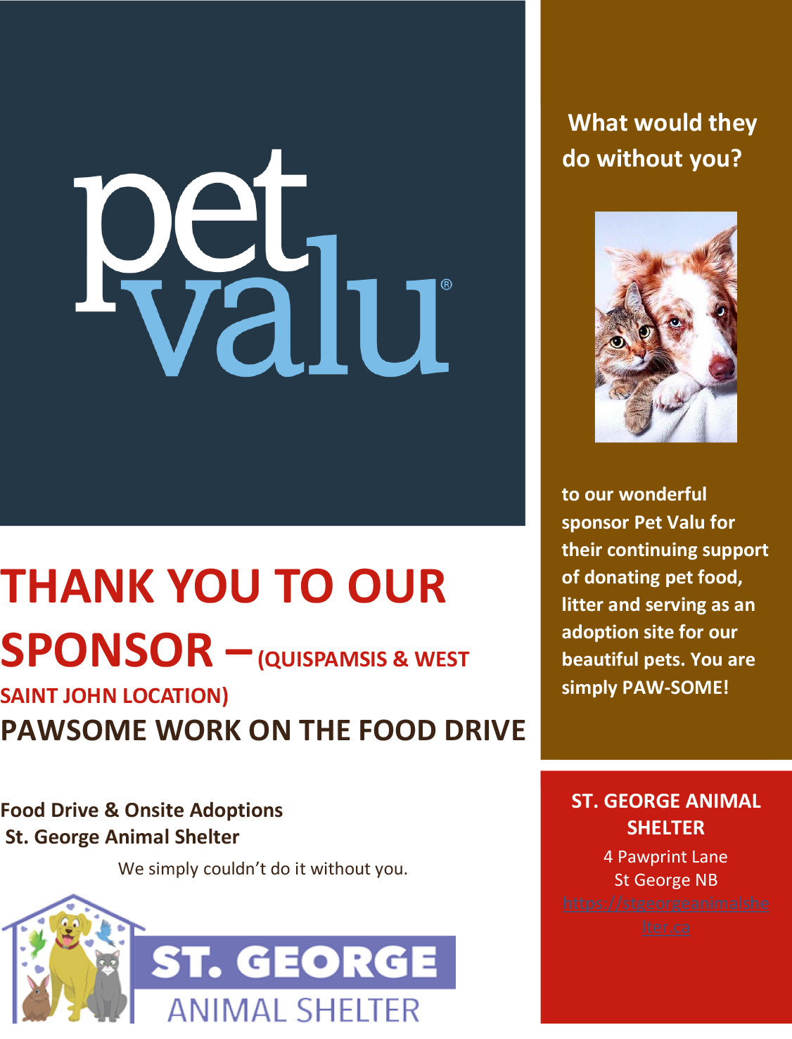 Thanks George Thank You To Our Sponsor - St. George Animal Shelter